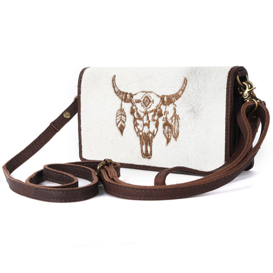 ADBGM169 Hair-On Leather Western Crossbody Purse with Western Scene