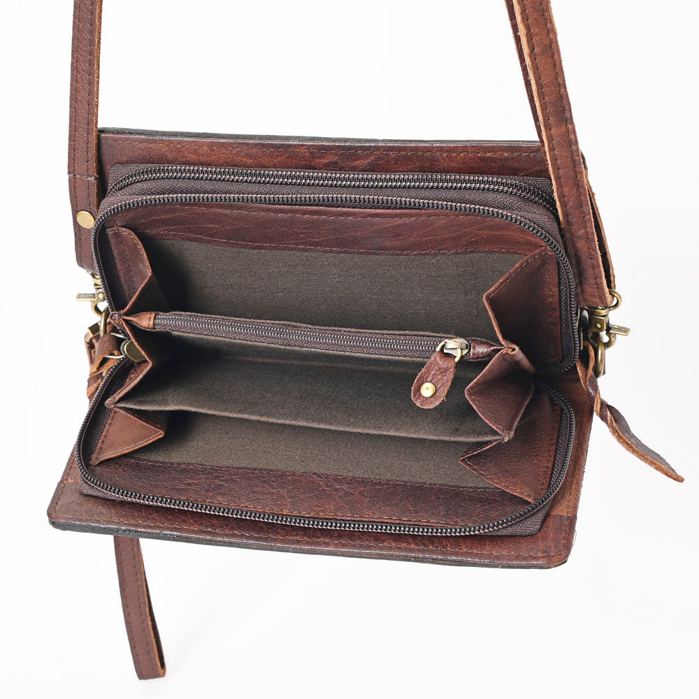 ADBGM169 Hair-On Leather Western Crossbody Purse with Western Scene