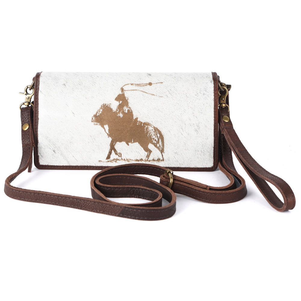ADBGM169 Hair-On Leather Western Crossbody Purse with Western Scene