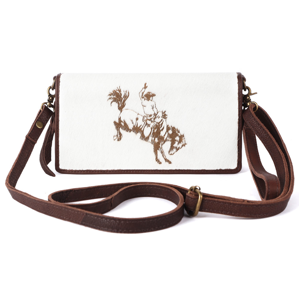 ADBGM169 Hair-On Leather Western Crossbody Purse with Western Scene