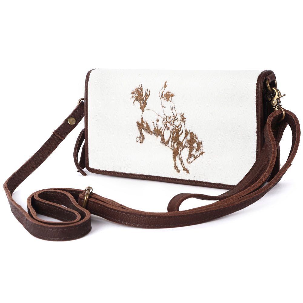 ADBGM169 Hair-On Leather Western Crossbody Purse with Western Scene
