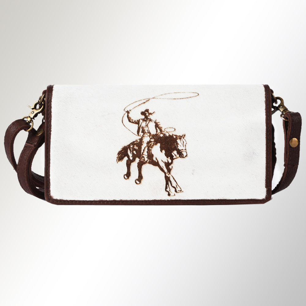 ADBGM169 Hair-On Leather Western Crossbody Purse with Western Scene