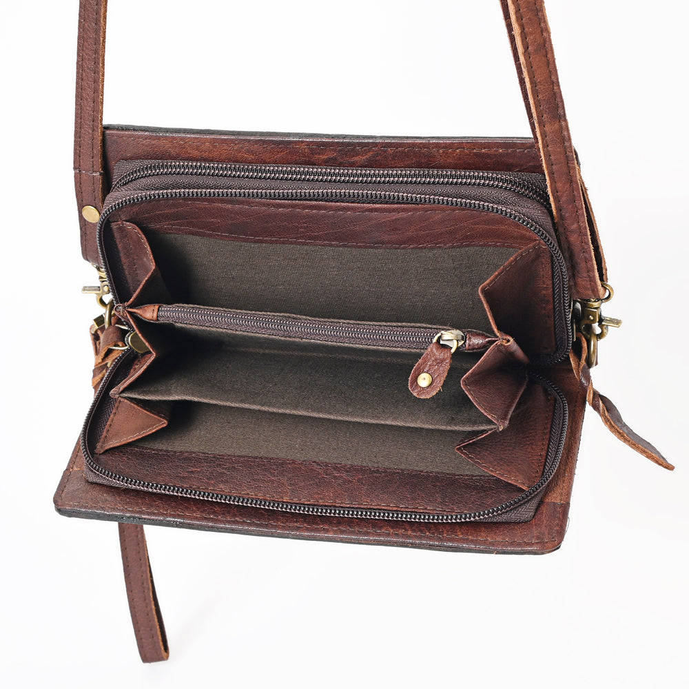 ADBGM169 Hair-On Leather Western Crossbody Purse with Western Scene