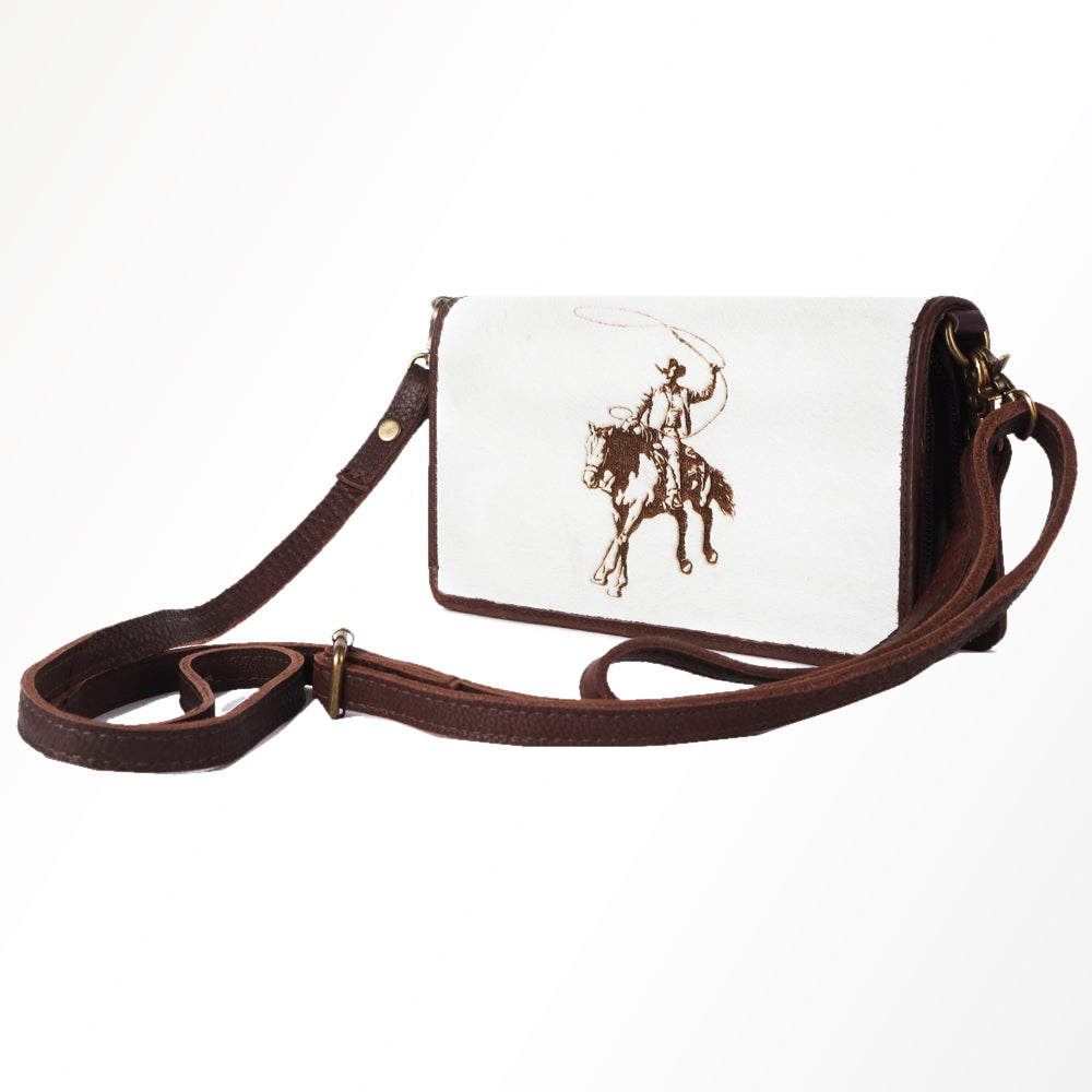ADBGM169 Hair-On Leather Western Crossbody Purse with Western Scene