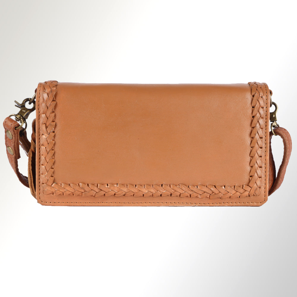 ADBGM169 Hand-Tooled Western Leather Crossbody Purse with Floral Design