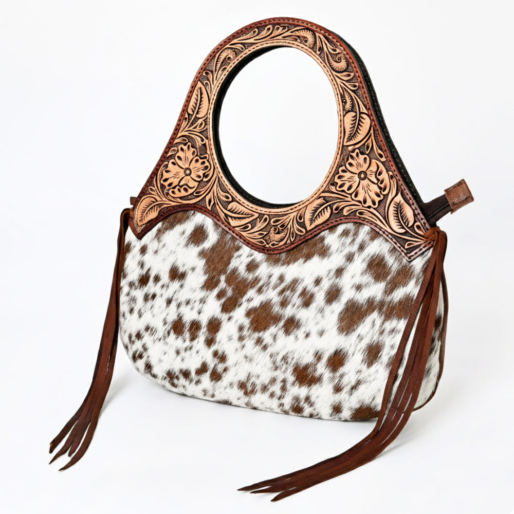 ADBG1197 American Darling Western Hair-On Cowhide Clutch Bag Hand Tooled Leather