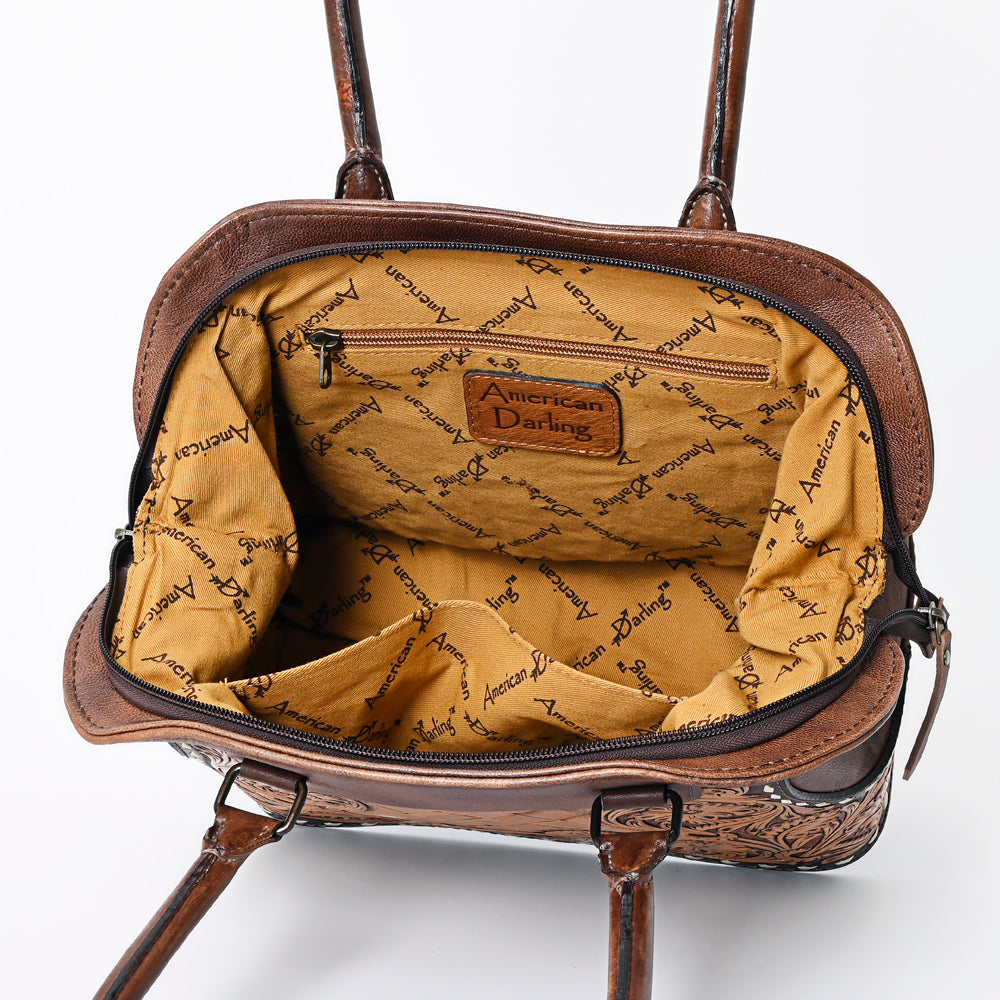 ADBG1198 American Darling Western Hand Tooled Leather Tote Bag Genuine Leather