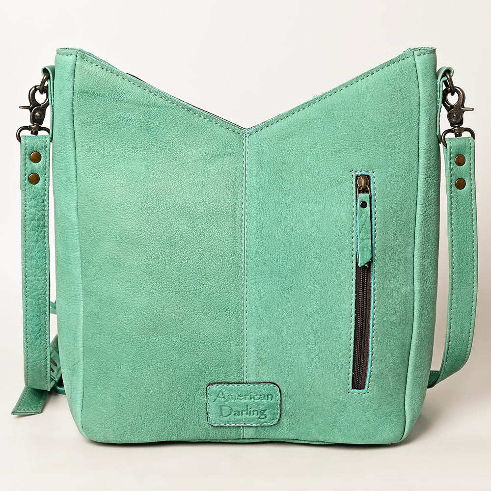 ADBG1199 American Darling Western Hand Tooled Leather Fringe Crossbody Bag