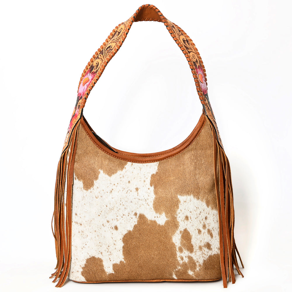 LC-ADBG803 Annie Western Hobo Bag Hair-On Cowhide & Tooled Leather Shoulder Purse