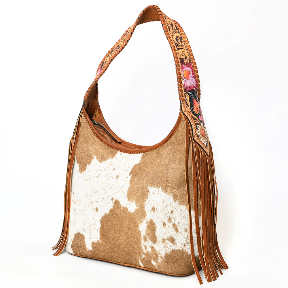 LC-ADBG803 Annie Western Hobo Bag Hair-On Cowhide & Tooled Leather Shoulder Purse