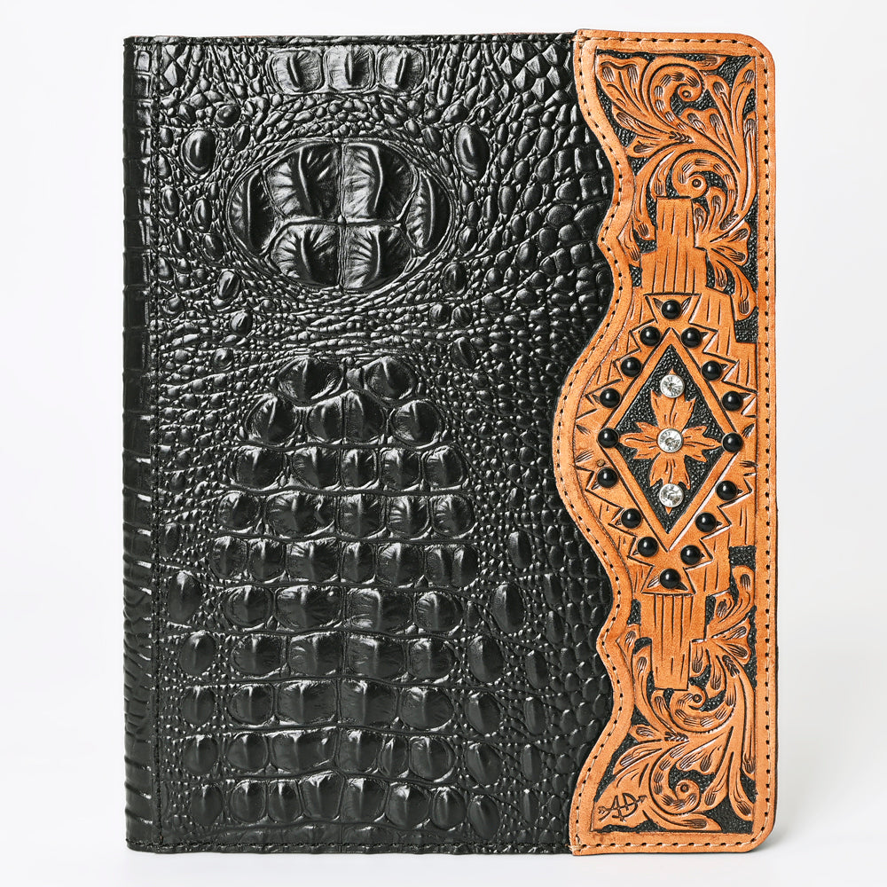 ADBG1040 American Darling Crocodile Embossed Hand Tooled Leather Western Portfolio Bag
