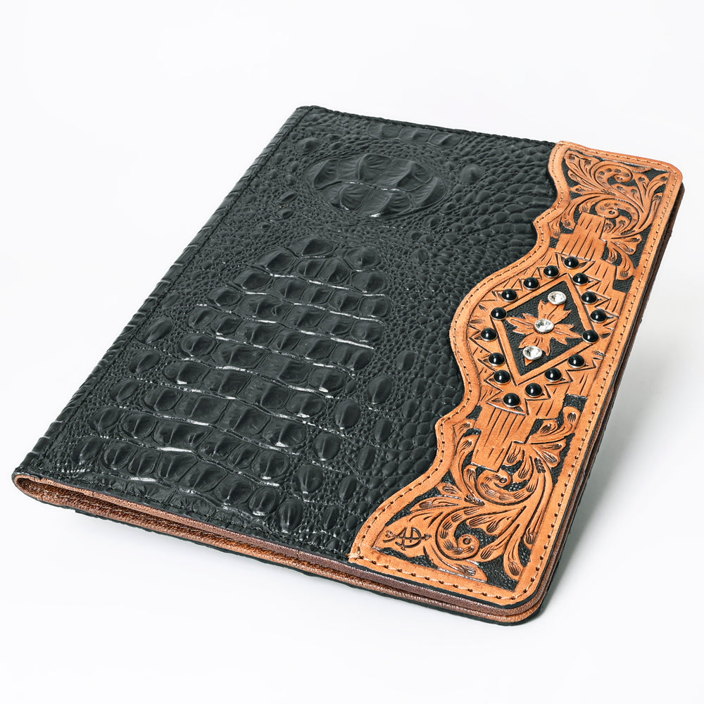 ADBG1040 American Darling Crocodile Embossed Hand Tooled Leather Western Portfolio Bag