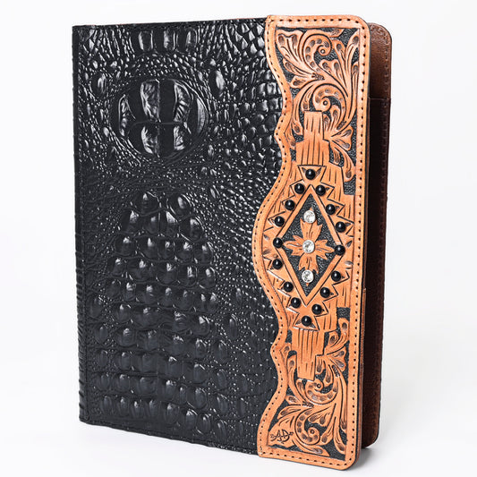 ADBG1040 American Darling Crocodile Embossed Hand Tooled Leather Western Portfolio Bag