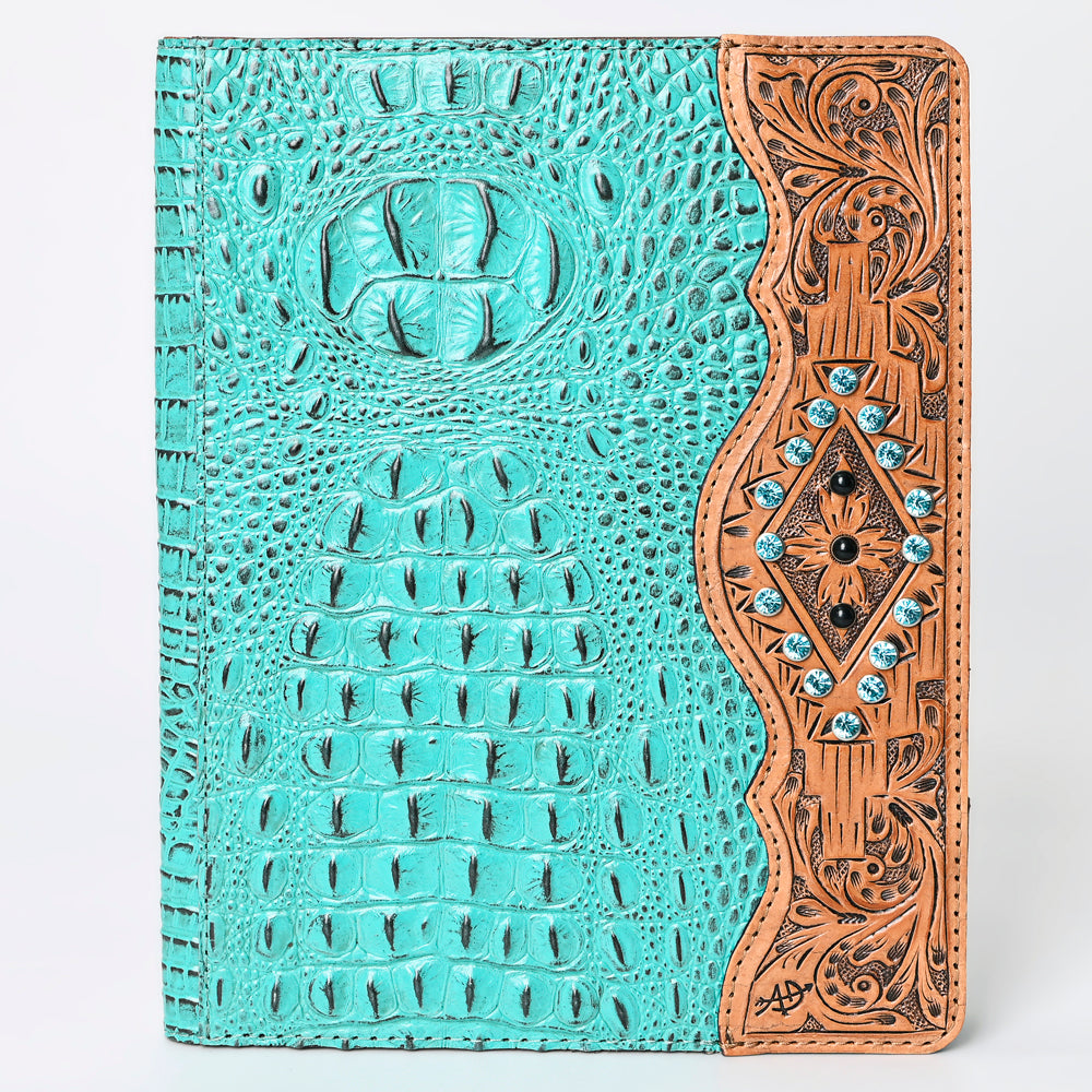 ADBG1040 American Darling Crocodile Embossed Hand Tooled Leather Western Portfolio Bag