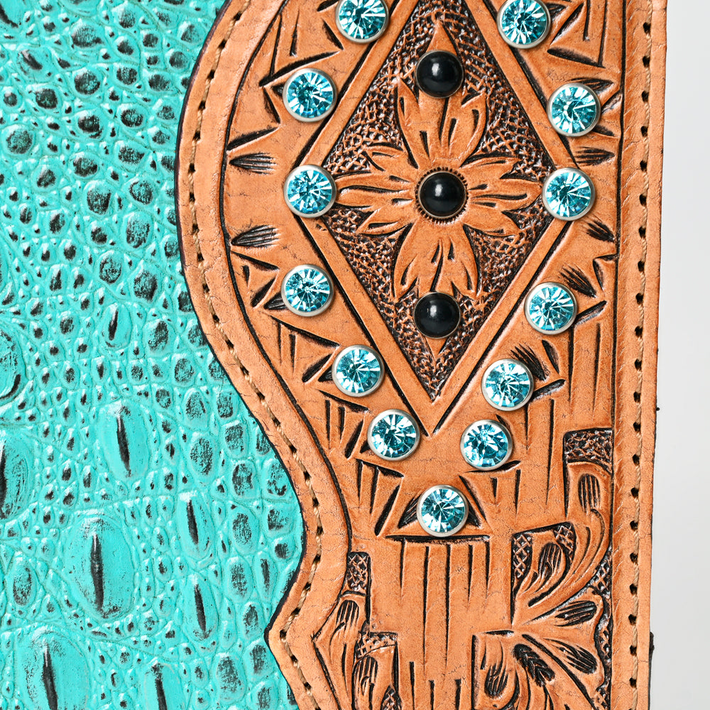 ADBG1040 American Darling Crocodile Embossed Hand Tooled Leather Western Portfolio Bag