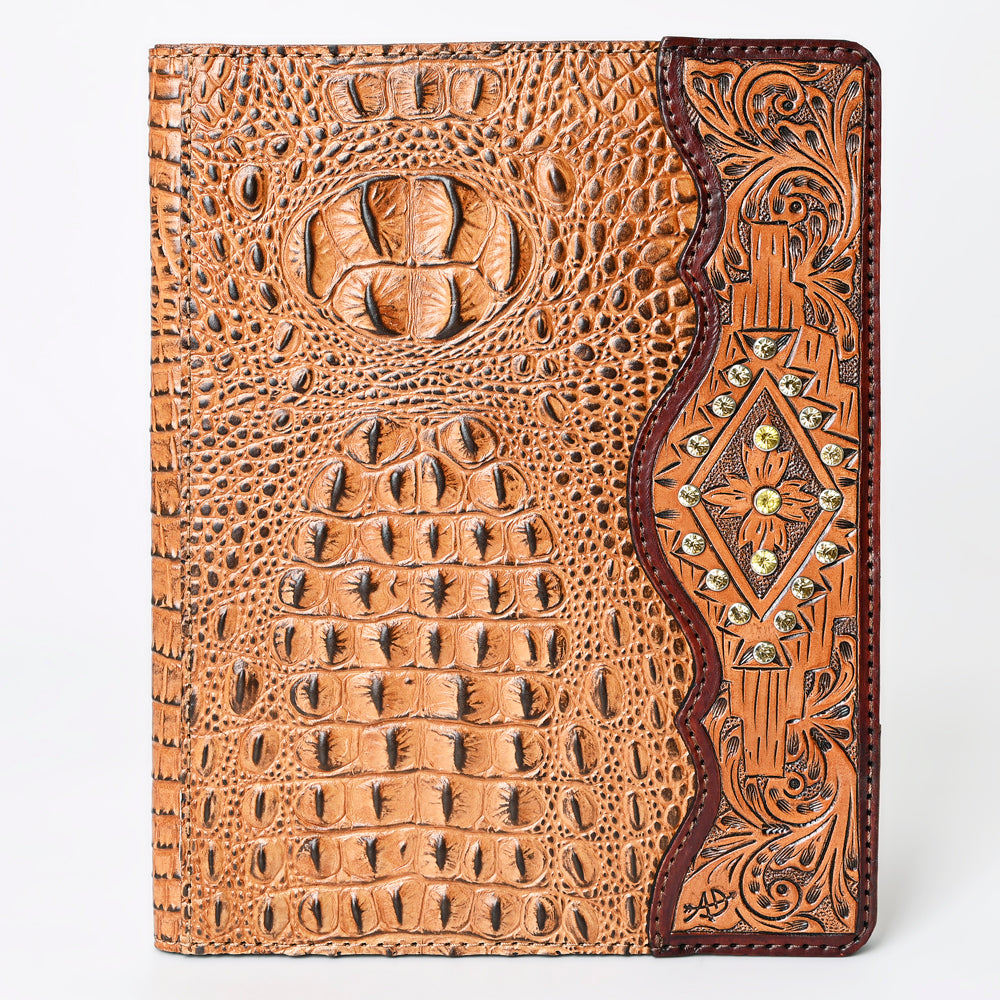 ADBG1040 American Darling Crocodile Embossed Hand Tooled Leather Western Portfolio Bag