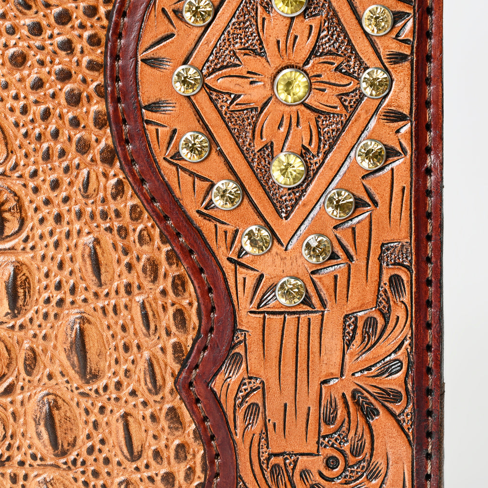 ADBG1040 American Darling Crocodile Embossed Hand Tooled Leather Western Portfolio Bag