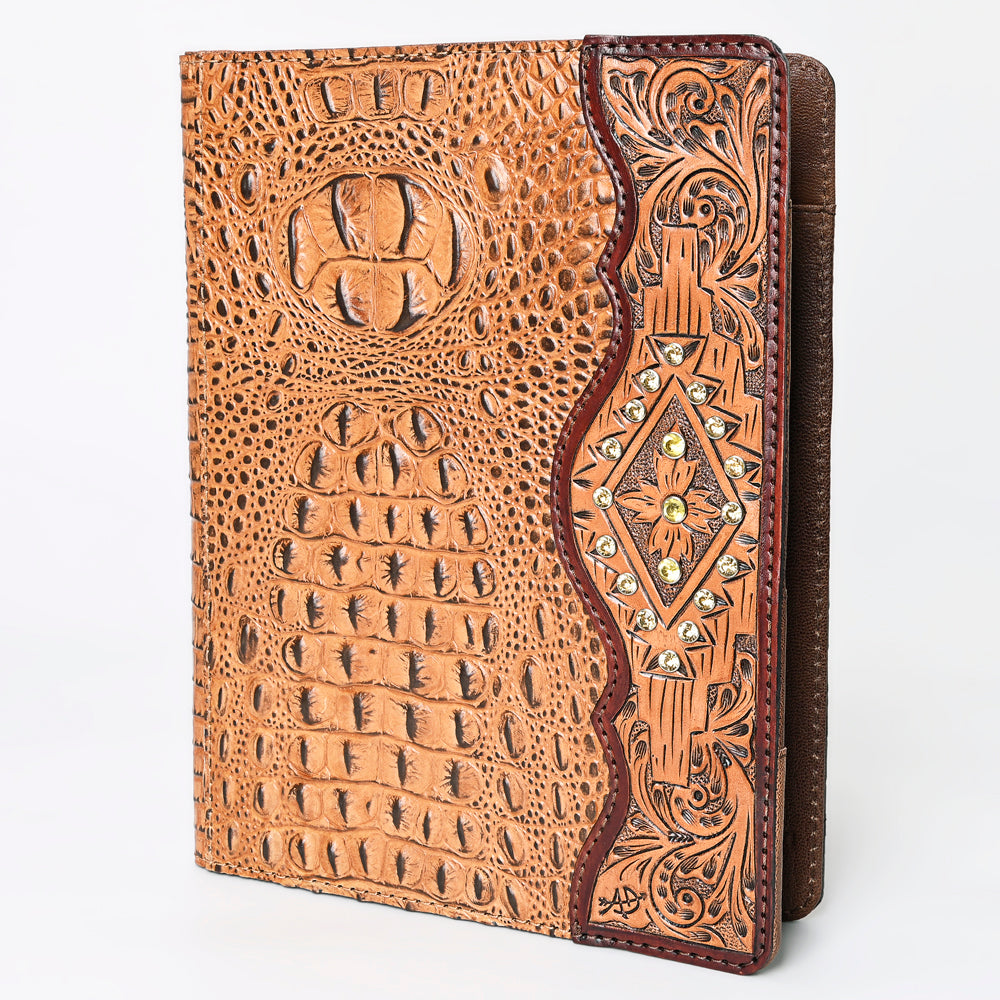 ADBG1040 American Darling Crocodile Embossed Hand Tooled Leather Western Portfolio Bag