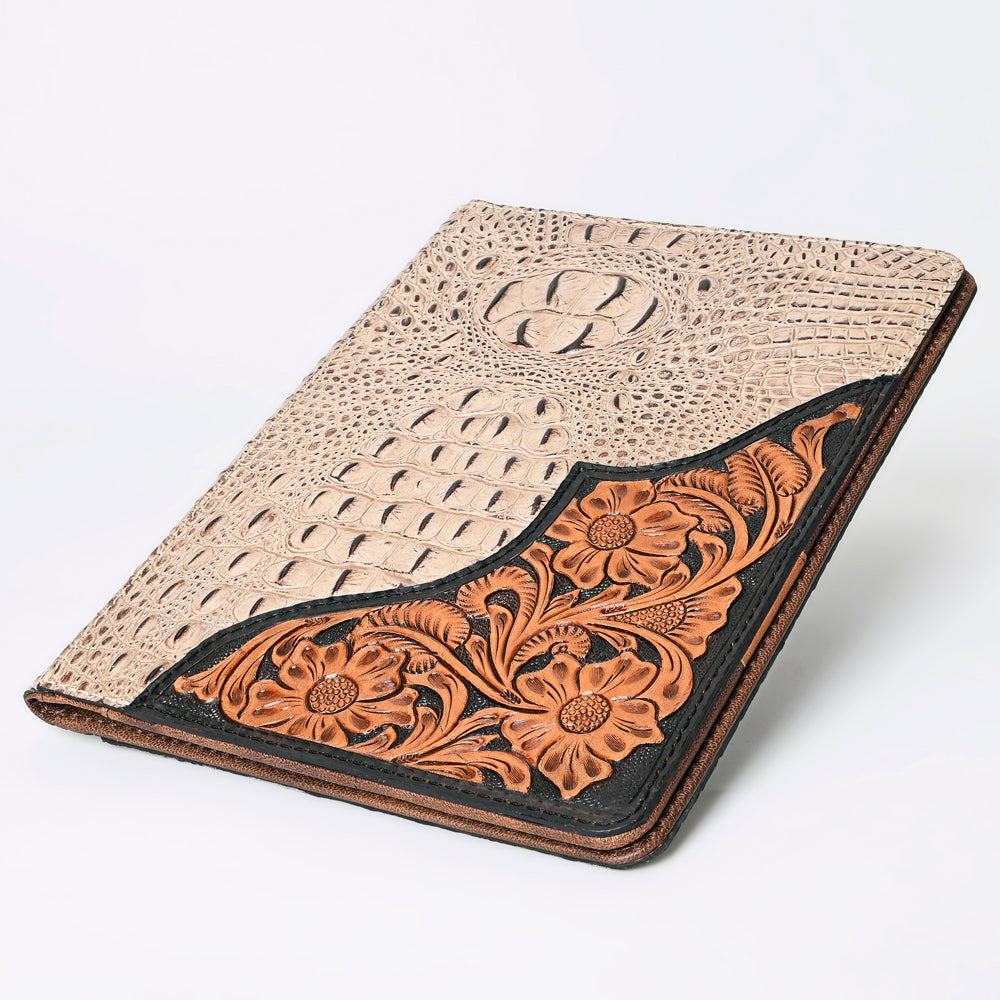 ADBG1040 American Darling Crocodile Embossed Hand Tooled Leather Western Portfolio Bag