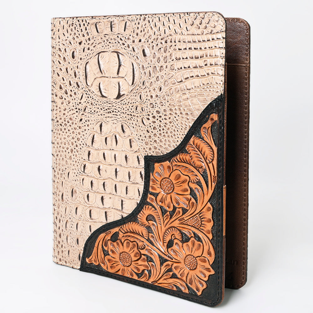 ADBG1040 American Darling Crocodile Embossed Hand Tooled Leather Western Portfolio Bag