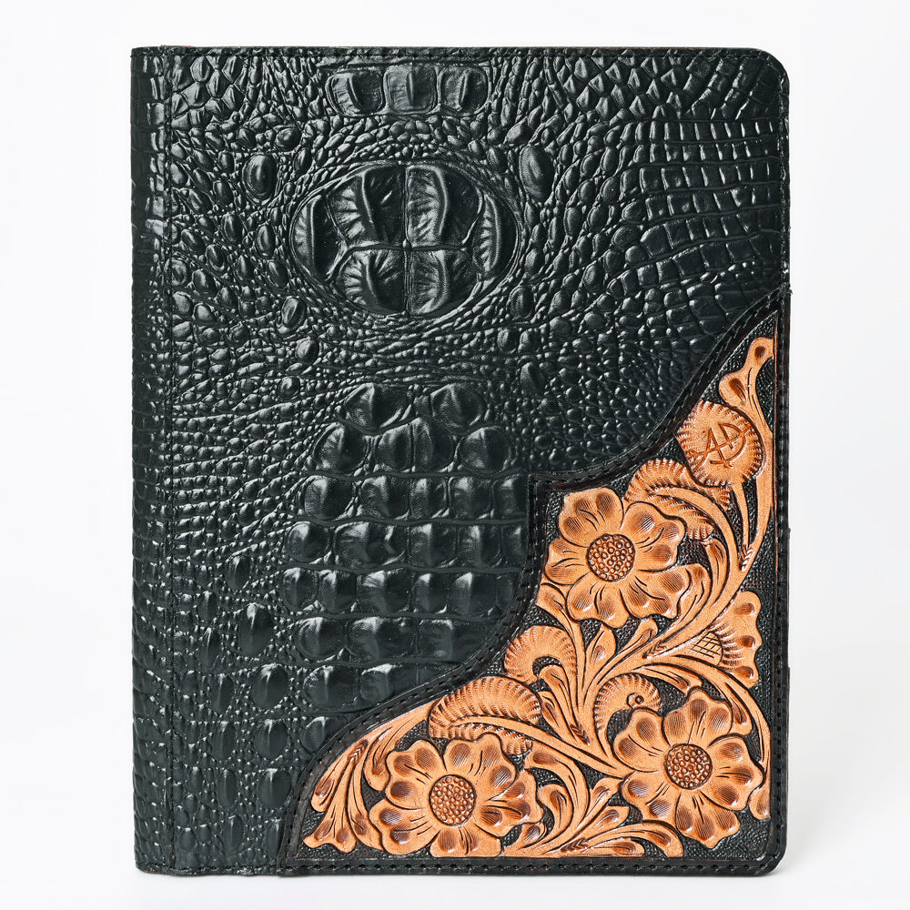 ADBG1040 American Darling Crocodile Embossed Hand Tooled Leather Western Portfolio Bag