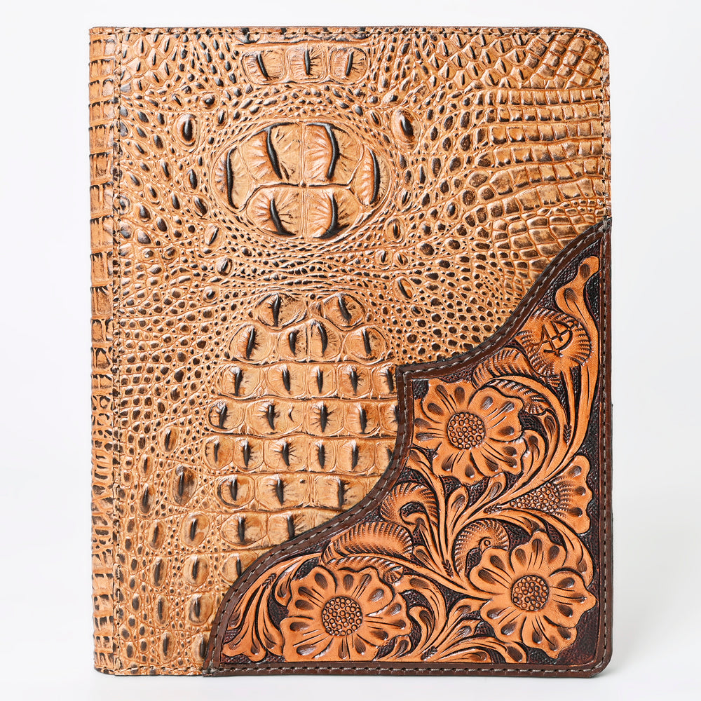 ADBG1040 American Darling Crocodile Embossed Hand Tooled Leather Western Portfolio Bag