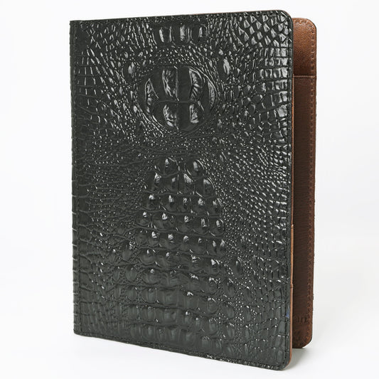 ADBG1040 American Darling Crocodile Embossed Genuine Leather Western Portfolio Bag