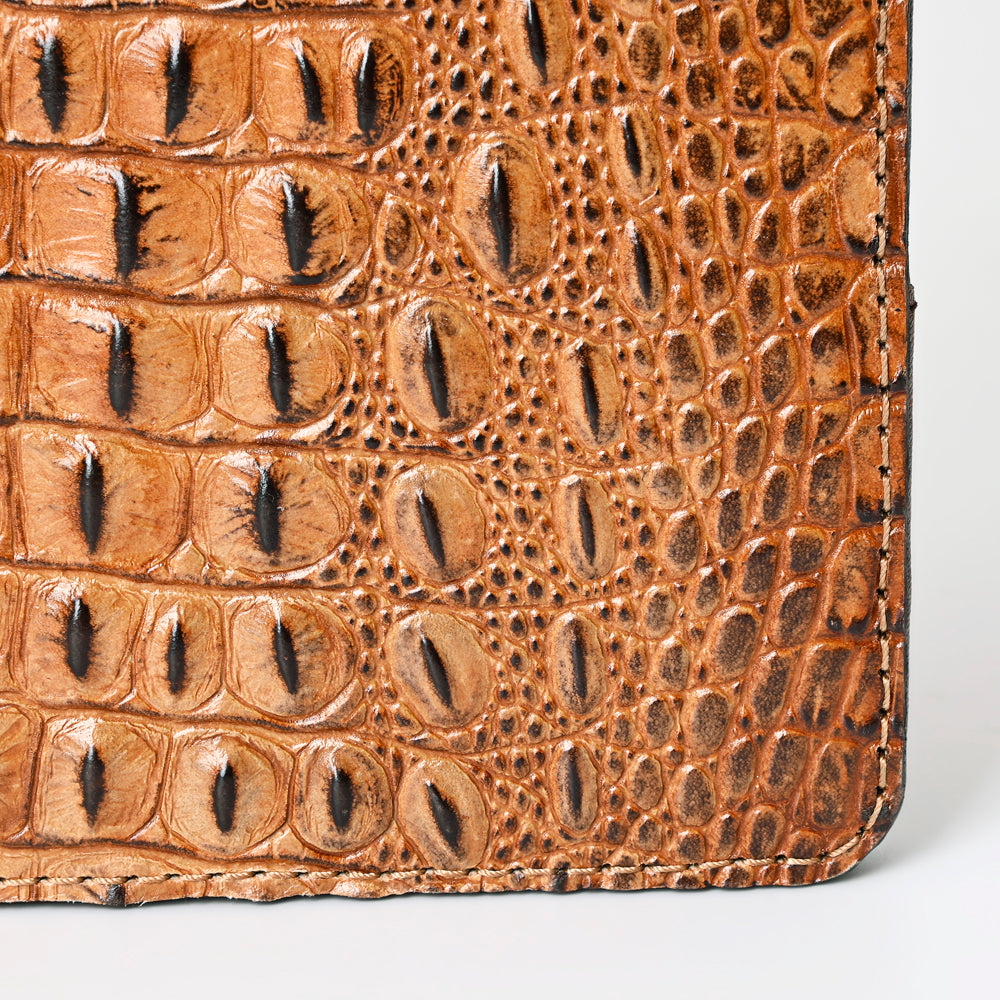 ADBG1040 American Darling Crocodile Embossed Genuine Leather Western Portfolio Bag