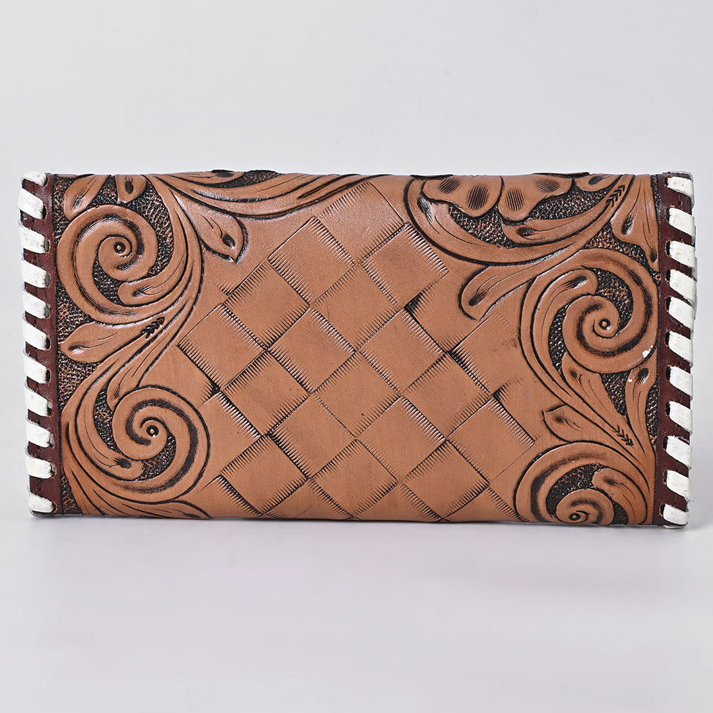 KBG154 WALLET Harness Skirting Leather with Hand Carving Ladies Bag H4.5XW9   KBG154