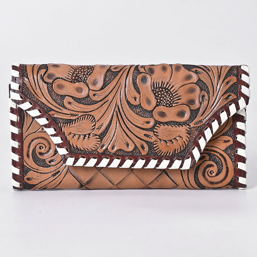 KBG154 WALLET Harness Skirting Leather with Hand Carving Ladies Bag H4.5XW9   KBG154