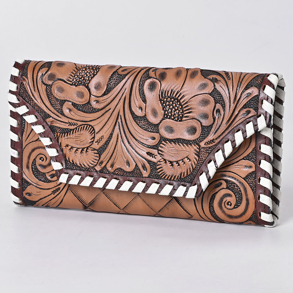 KBG154 WALLET Harness Skirting Leather with Hand Carving Ladies Bag H4.5XW9   KBG154