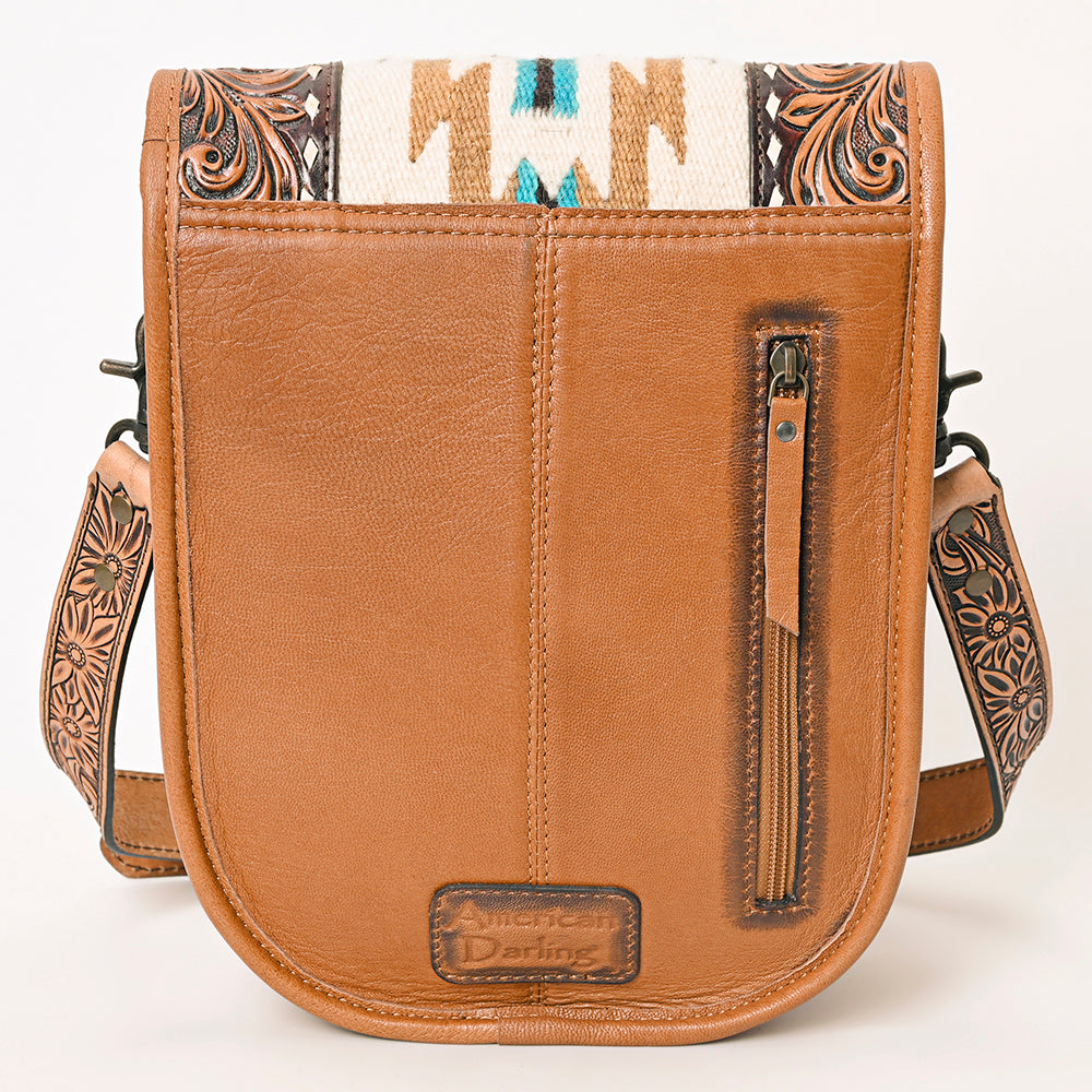 ADBG1202 American Darling Western Hand Tooled Leather Saddle Blanket Crossbody Bag
