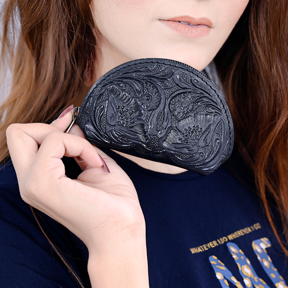 ADBG1205 American Darling Artisan Embossed Leather Sunglass Case Featuring Floral Design