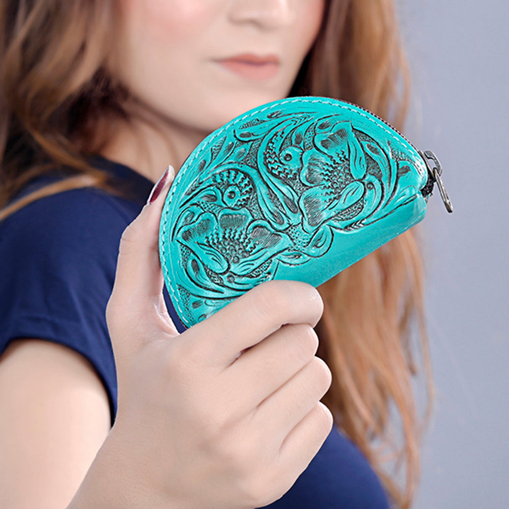 ADBG1205 American Darling Artisan Embossed Leather Sunglass Case Featuring Floral Design