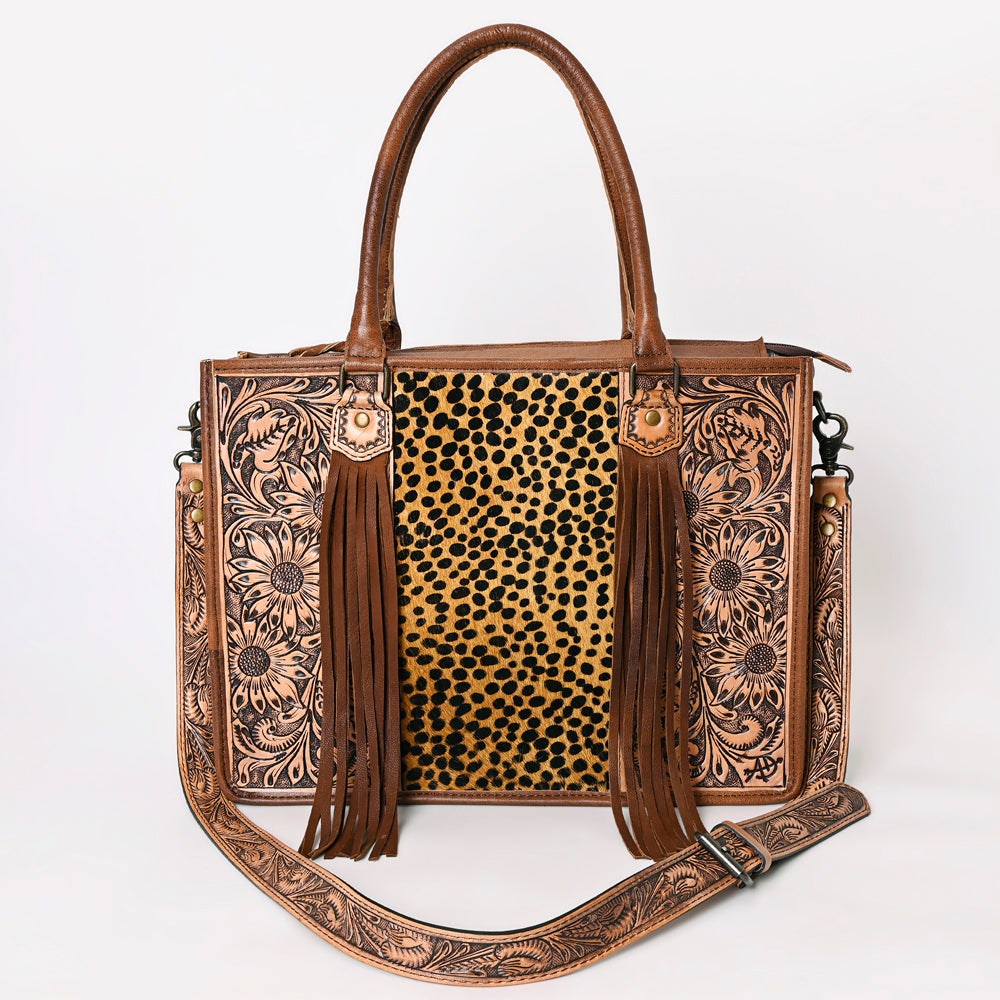 ADBG230 American Darling Western Tote Bag - Handcrafted Hair-On Cowhide & Hand-Tooled Leather