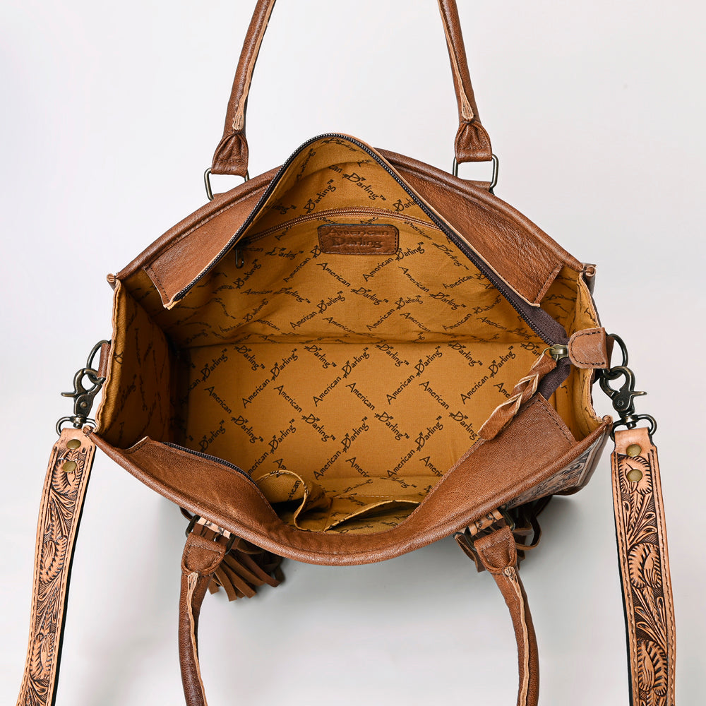 ADBG230 American Darling Western Tote Bag - Handcrafted Hair-On Cowhide & Hand-Tooled Leather