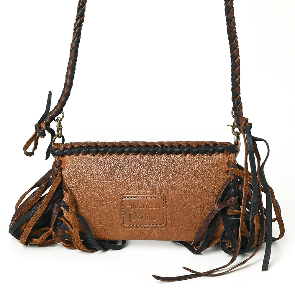 ADBGM277 Mini Fringe Crossbody - Braided Leather & Turquoise Concho