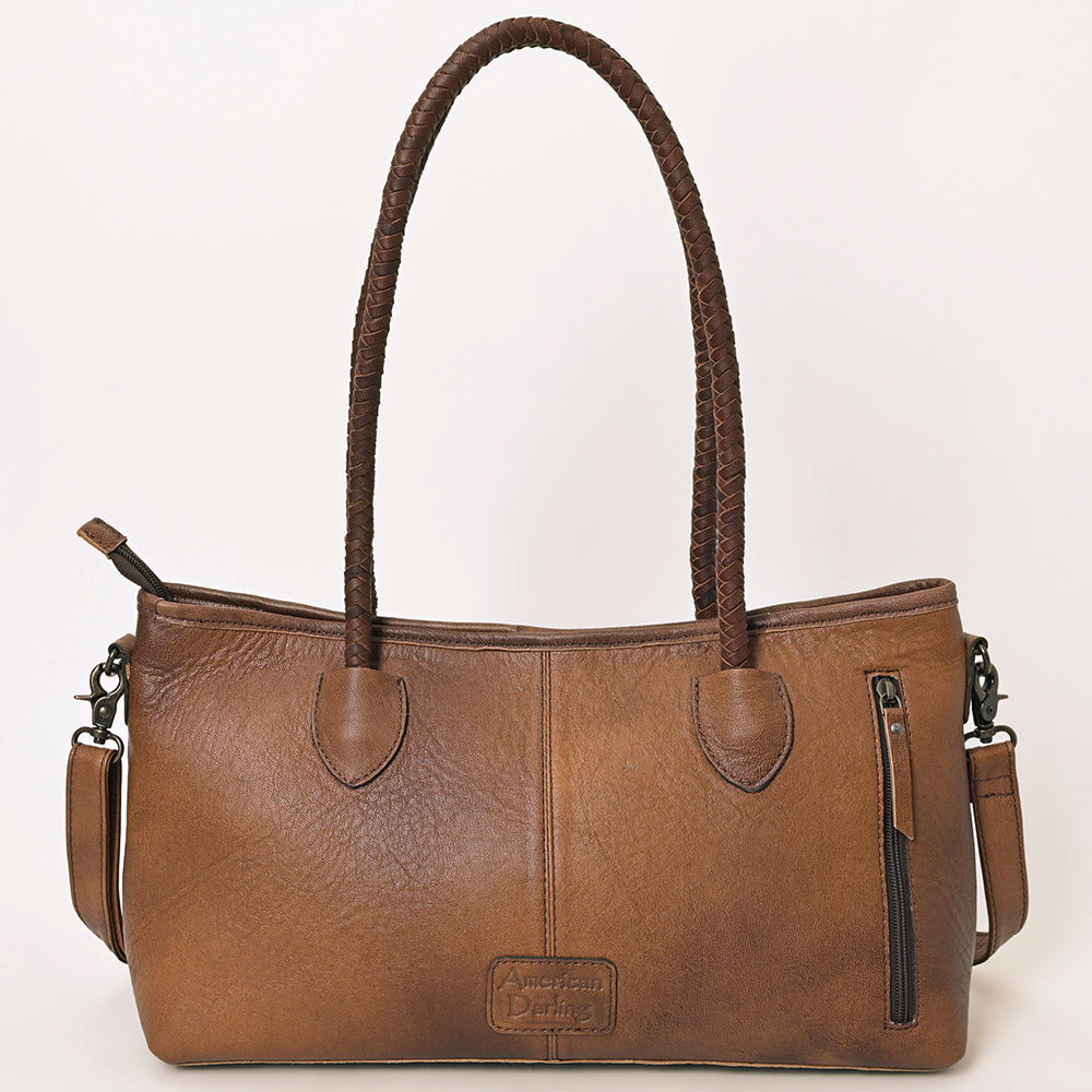 ADBG1214 American Darling Western Hair-On Cowhide Tote Bag with Hand-Tooled Leather & Dual Carry Handles