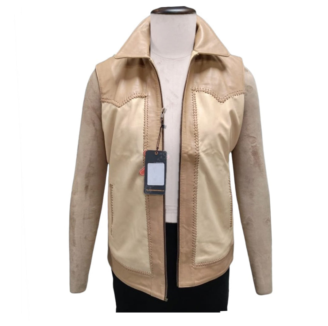 ADJKT038 Genuine Leather Women Shirt Jacket Dress