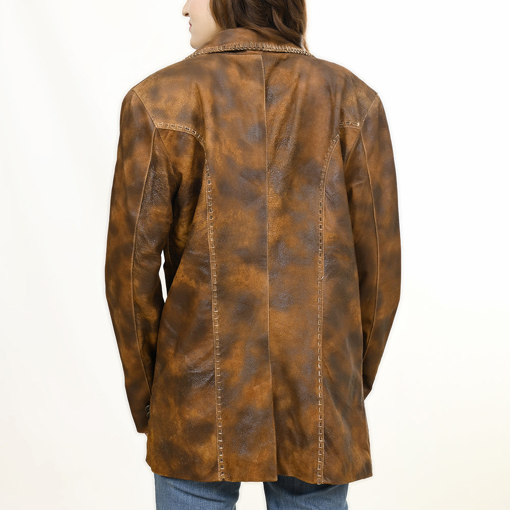 LC-ADJKT039 Genuine Vintage Leather Women Shirt Jacket Dress