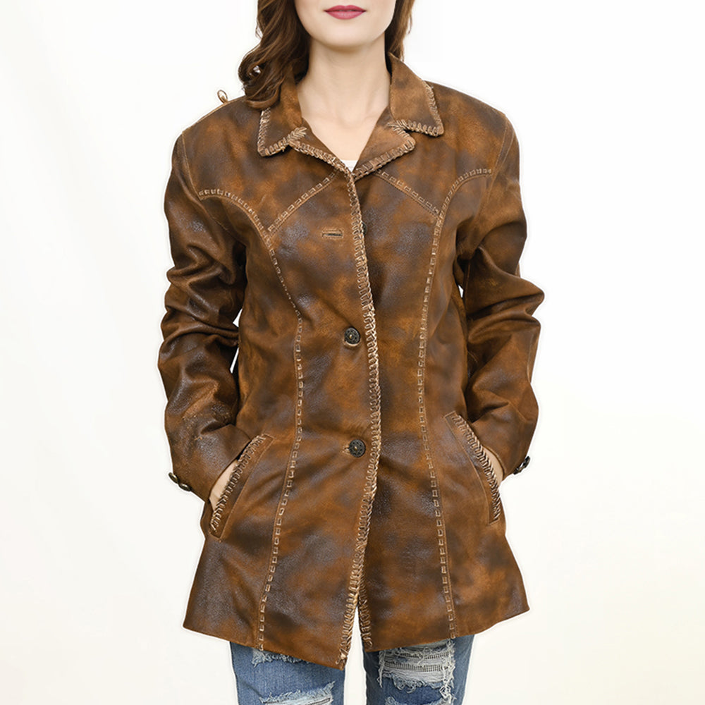 LC-ADJKT039 Genuine Vintage Leather Women Shirt Jacket Dress