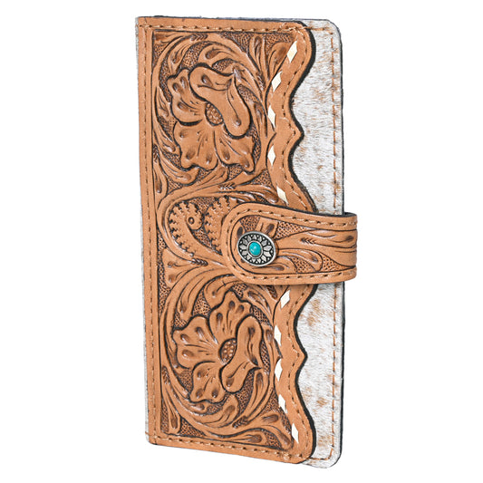 KBG241 American Darling Hair on Hide & Harness Leather Western Tooled Coin Purse