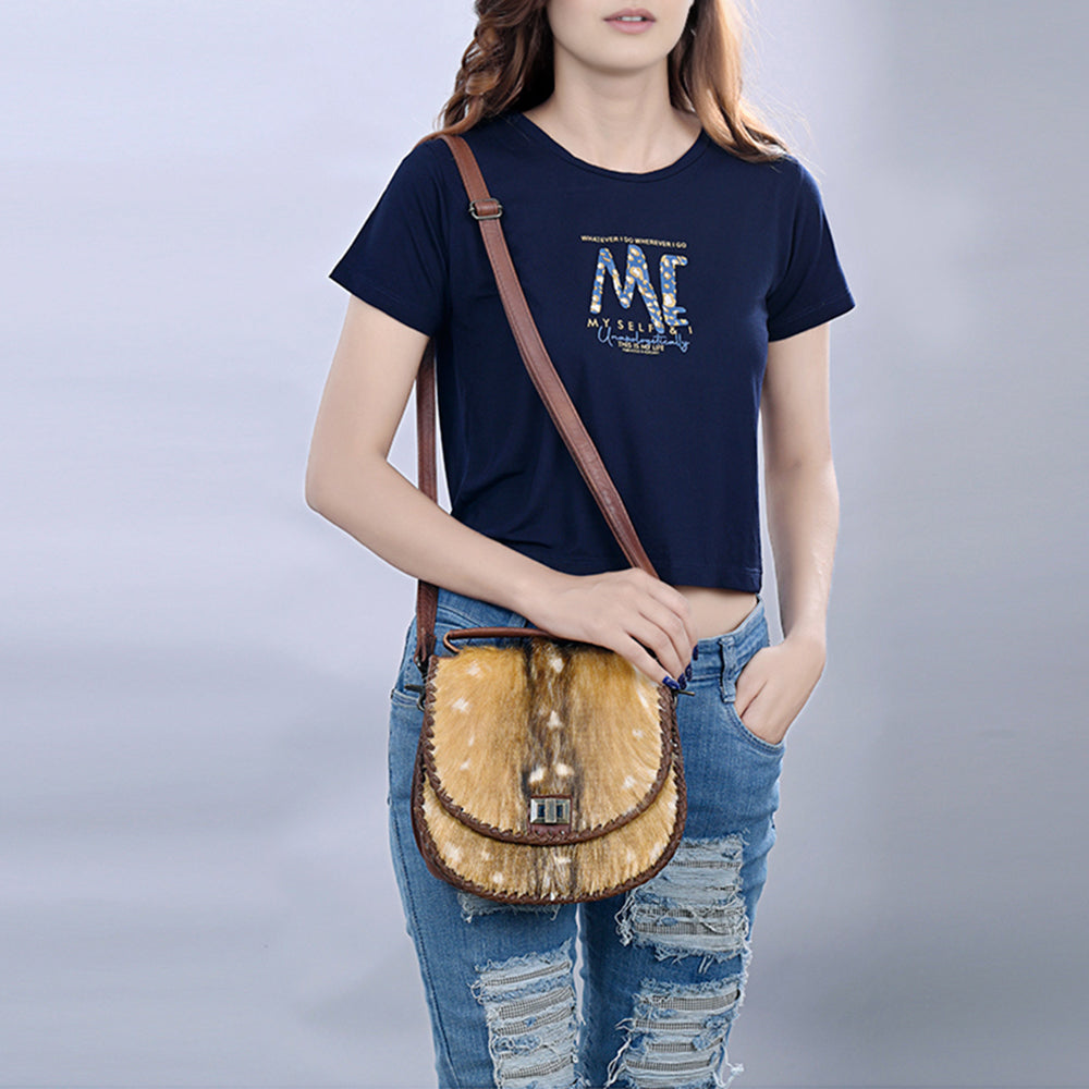 ADBG1221 American Darling Genuine Hair-On Cowhide Leather Western Crossbody Bag