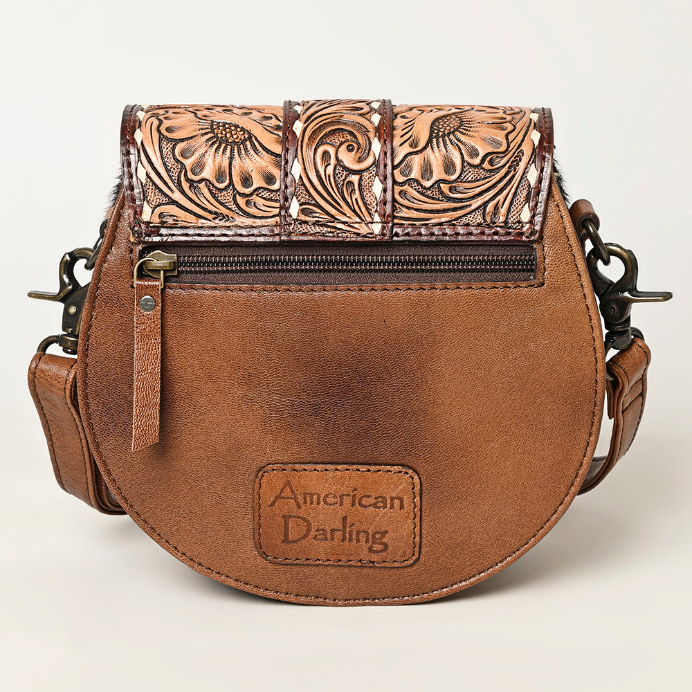 ADBG1222 American Darling Western Hair-On Hide Crossbody with Tooled Accents and Adjustable Strap