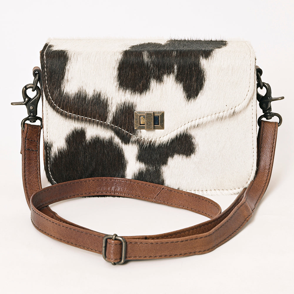 ADBG1225 American Darling Black & White Hair-On Cowhide Genuine Leather Western Crossbody Bag