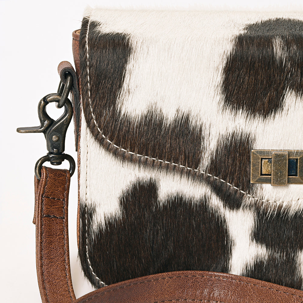 ADBG1225 American Darling Black & White Hair-On Cowhide Genuine Leather Western Crossbody Bag