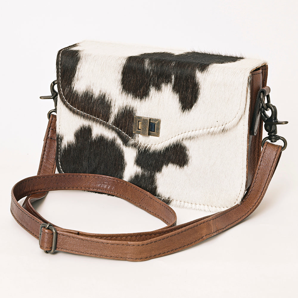 ADBG1225 American Darling Black & White Hair-On Cowhide Genuine Leather Western Crossbody Bag