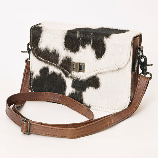 ADBG1225 American Darling Black & White Hair-On Cowhide Genuine Leather Western Crossbody Bag