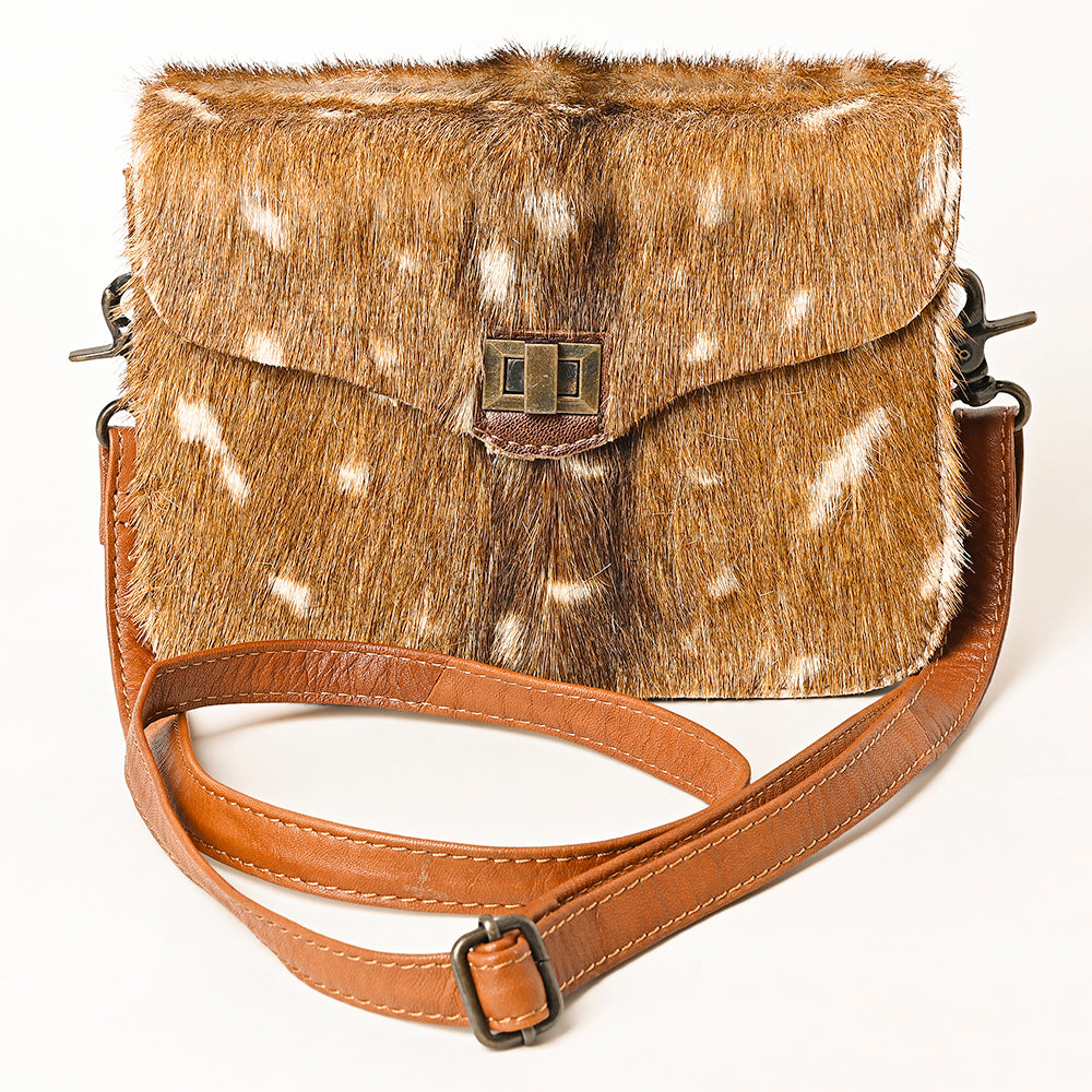 ADBG1225 American Darling Golden Spotted Hair-On Cowhide Genuine Leather Western Crossbody Bag