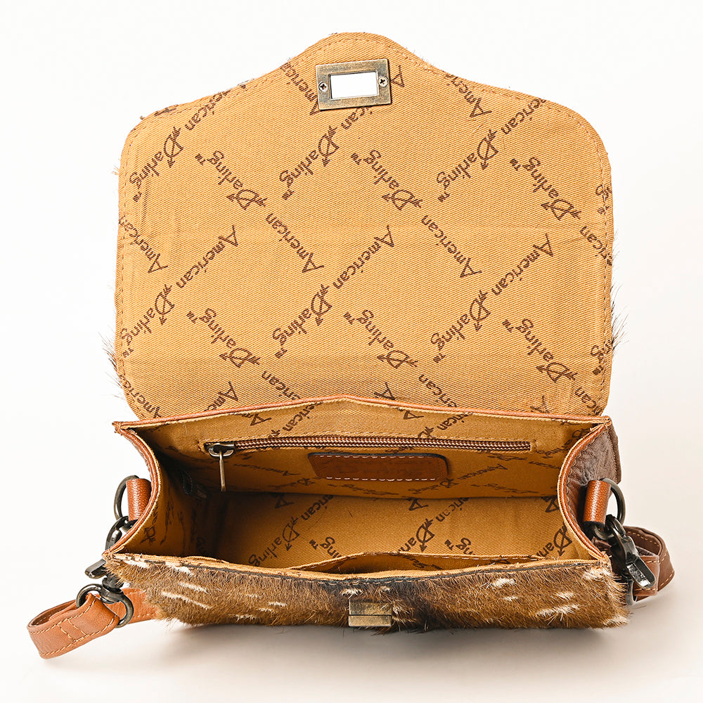 ADBG1225 American Darling Golden Spotted Hair-On Cowhide Genuine Leather Western Crossbody Bag